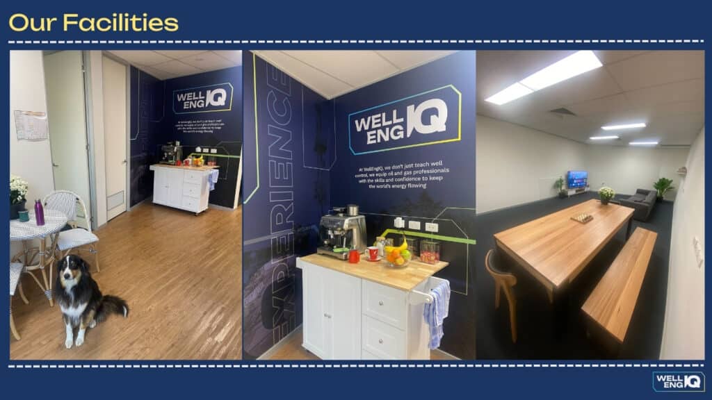 IWCF Well Control Training in Brisbane – WellEngIQ training facility exterior. Coffee station at IWCF Well Control Training in Brisbane. Student lounge at IWCF Well Control Training in Brisbane